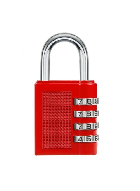 قفل برمز مكون من 4 أرقام  ، قفل أمان للأمتعة والسفر، قفل حقيبة، قفل بكود مع جسم من سبائك الألمنيوم، للأمتعة، الحقائب، الخزائن، صالة الألعاب الرياضية، والدراجات - تشطيب من الزنك - احمر
