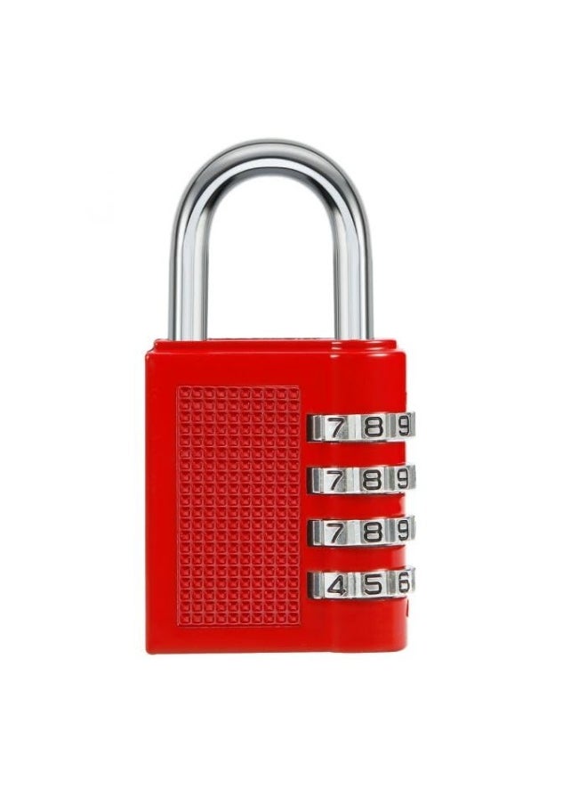 Generic 4 Digit Combination Padlock , Security Padlock, Luggage Travel Locks, Code Lock with Alloy Body for Travel Suitcases, Luggage Bags, Locker, School Gym, Bike Lock - Zinc Finish- Red  - Image 1