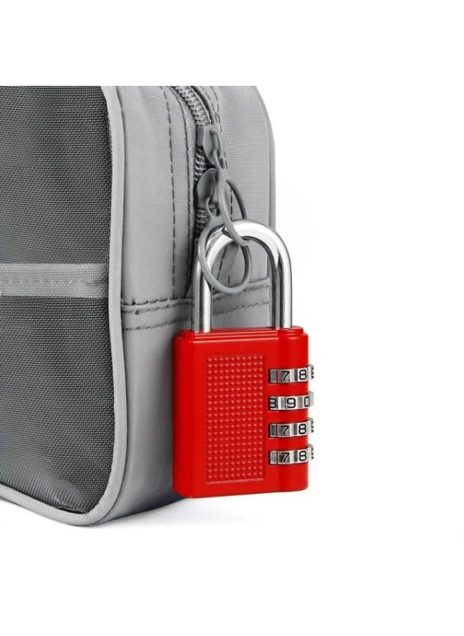 Generic 4 Digit Combination Padlock , Security Padlock, Luggage Travel Locks, Code Lock with Alloy Body for Travel Suitcases, Luggage Bags, Locker, School Gym, Bike Lock - Zinc Finish- Red  - Image 3