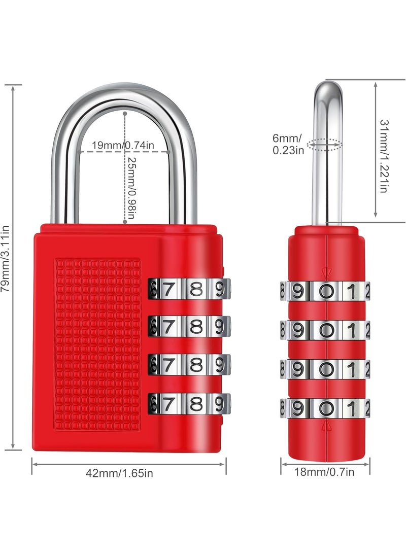Generic 4 Digit Combination Padlock , Security Padlock, Luggage Travel Locks, Code Lock with Alloy Body for Travel Suitcases, Luggage Bags, Locker, School Gym, Bike Lock - Zinc Finish- Red  - Image 4