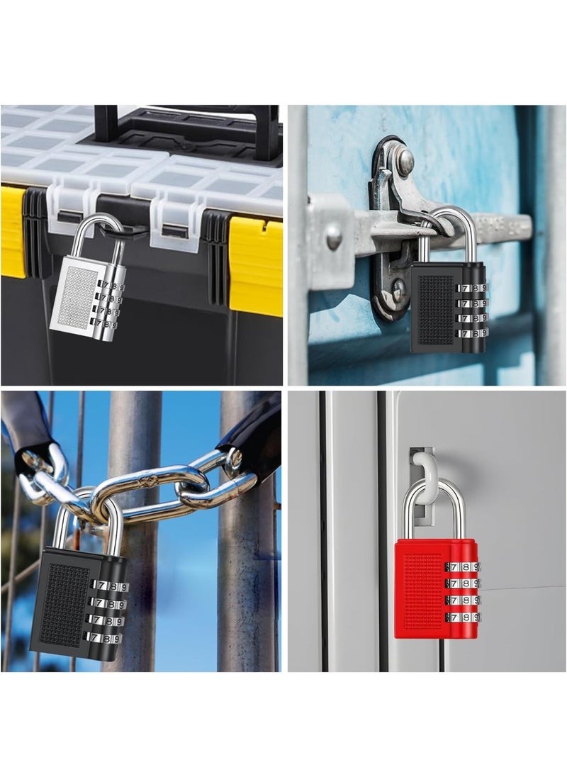 Generic 4 Digit Combination Padlock , Security Padlock, Luggage Travel Locks, Code Lock with Alloy Body for Travel Suitcases, Luggage Bags, Locker, School Gym, Bike Lock - Zinc Finish- Red  - Image 5