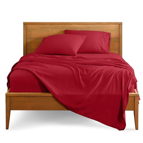 Bare Home Twin XL Sheet Set  College Dorm Size  Luxury 1800 UltraSoft Microfiber Twin Extra Long Bed Sheets  Deep Pockets  Easy Fit  Extra Soft  3 Piece Set  Bed Sheets Twin XL Red