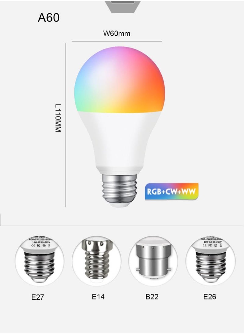 Generic - 9W Buletooth Smart Dimmable Lamp RGB CCT Home Decoration LED Light Smart Life App Control，With 16Millions Colors Dimmable Light 8 Different Modes Power Saving and Much More A Must Have Smart Gadget，E27 - Image 1