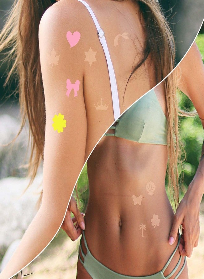 XIHIRCD 240pcs Tanning Stickers, 12 Styles Tanning Sunbathing Stickers Self-Adhesive Tan Stickers Sun Bed Stickers Tanning Bed Stickers for Girl Body Summer Beach Party Indoor Outdoor - Image 5