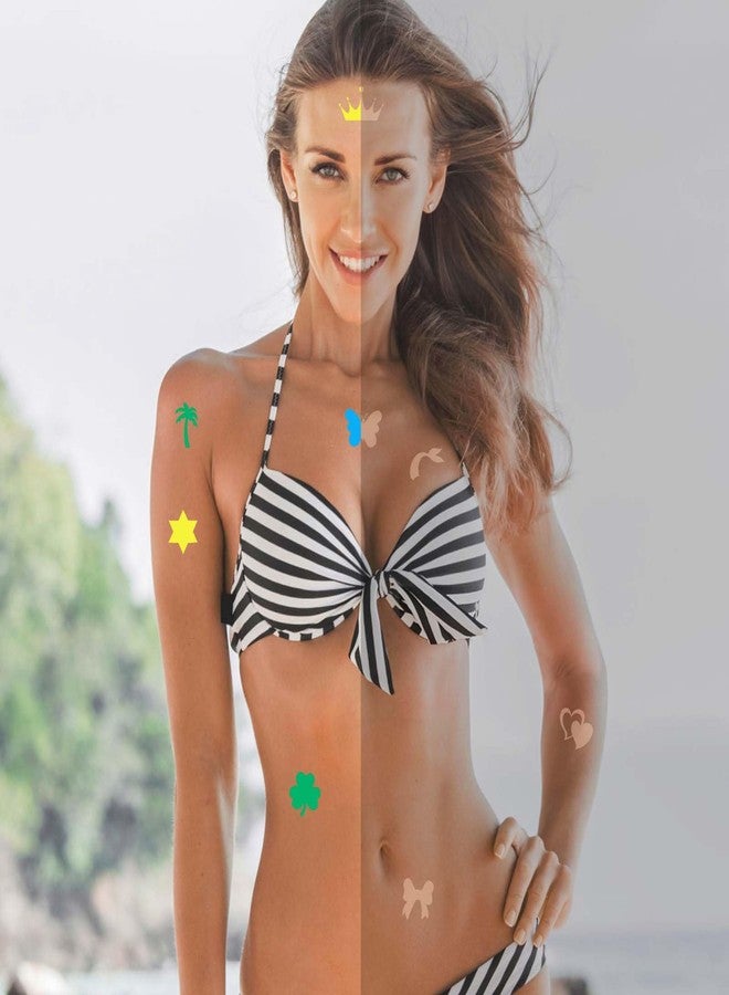 XIHIRCD 240pcs Tanning Stickers, 12 Styles Tanning Sunbathing Stickers Self-Adhesive Tan Stickers Sun Bed Stickers Tanning Bed Stickers for Girl Body Summer Beach Party Indoor Outdoor - Image 4