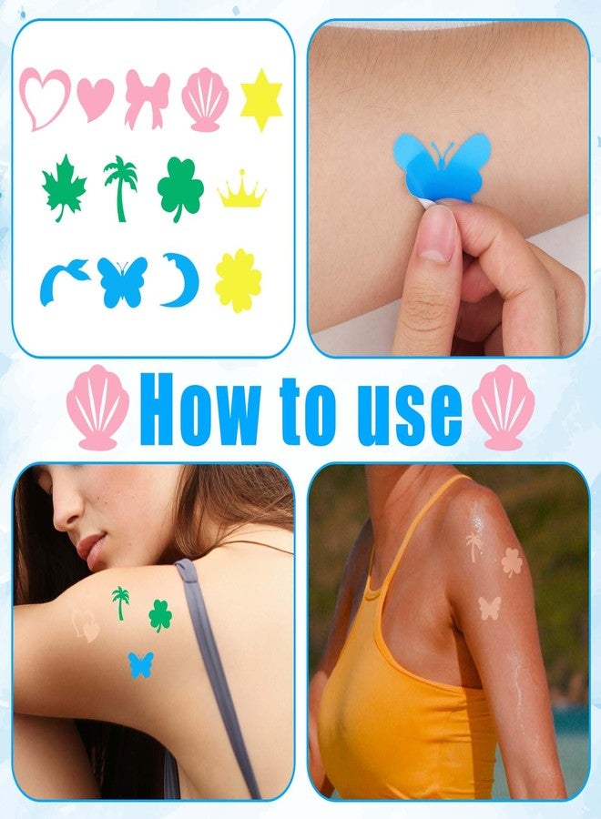 XIHIRCD 240pcs Tanning Stickers, 12 Styles Tanning Sunbathing Stickers Self-Adhesive Tan Stickers Sun Bed Stickers Tanning Bed Stickers for Girl Body Summer Beach Party Indoor Outdoor - Image 3