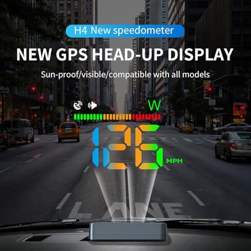 AZIJYV Heads Up Display for Cars, Car HUD H4, GPS Speedometer, First Colorful, Large Font Digital Speedometer GPS with Speed, Compass, Automatic Sensing, Speeding Alarm, Suitable for All Cars. - Image 2