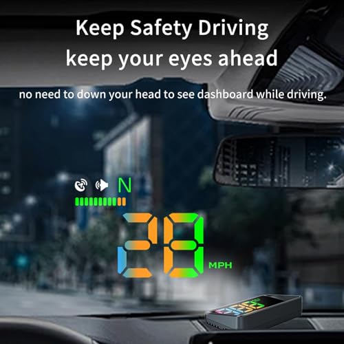 AZIJYV Heads Up Display for Cars, Car HUD H4, GPS Speedometer, First Colorful, Large Font Digital Speedometer GPS with Speed, Compass, Automatic Sensing, Speeding Alarm, Suitable for All Cars. - Image 3