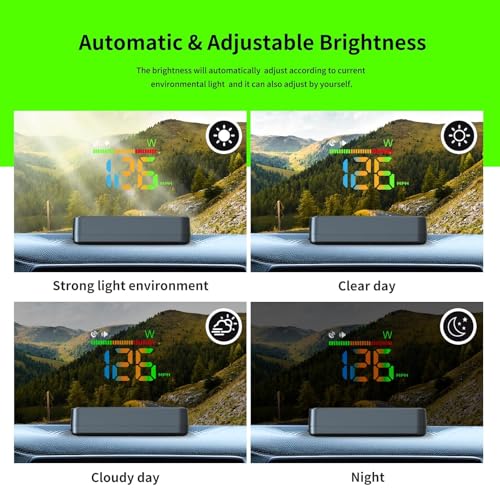 AZIJYV Heads Up Display for Cars, Car HUD H4, GPS Speedometer, First Colorful, Large Font Digital Speedometer GPS with Speed, Compass, Automatic Sensing, Speeding Alarm, Suitable for All Cars. - Image 4