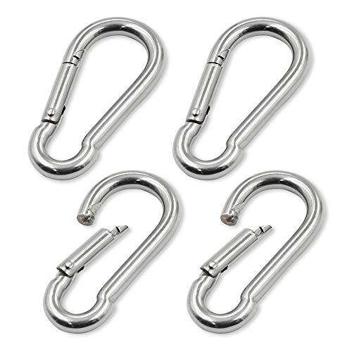 PHITUODA 4Pack 2.75 inch Flag Pole Snap Clip Hooks Flagpole Attachment Spring Snap Hook Stainless Steel Carabiner Clips Heavy Duty Quick Link Carabiners for Indoor & Outdoor, Silver - Image 1