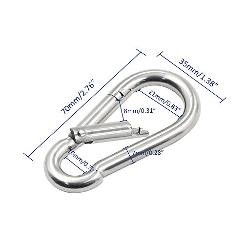 PHITUODA 4Pack 2.75 inch Flag Pole Snap Clip Hooks Flagpole Attachment Spring Snap Hook Stainless Steel Carabiner Clips Heavy Duty Quick Link Carabiners for Indoor & Outdoor, Silver - Image 2