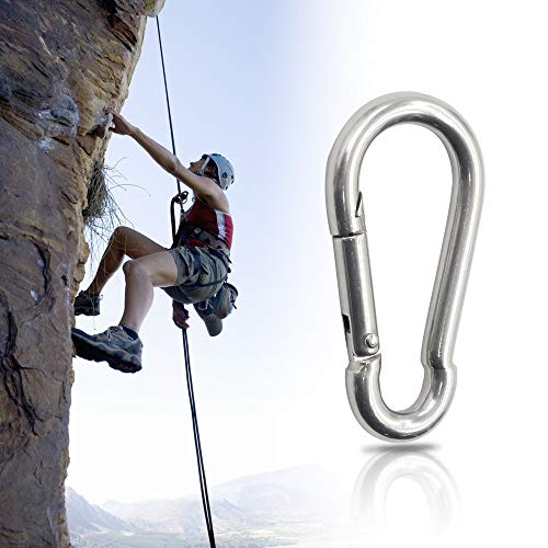 PHITUODA 4Pack 2.75 inch Flag Pole Snap Clip Hooks Flagpole Attachment Spring Snap Hook Stainless Steel Carabiner Clips Heavy Duty Quick Link Carabiners for Indoor & Outdoor, Silver - Image 4
