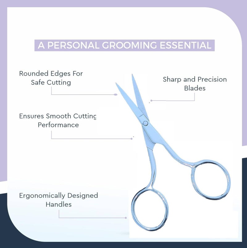 Generic Professional Scissor Hair Trimming Eyebrows Nose Hair Moustache Beard 4 Trimming Scissor With 2 Plastic Combs  - Image 5