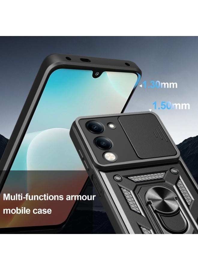 عام غطاء مناسب لفيفو Y29S 5G - غطاء بحامل حلقة مع قاعدية مغناطيسية من مادة PC المدرعة - Image 3