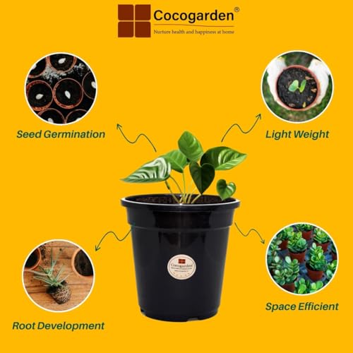 cocogarden 5 Inch Plastic Nursery Pot for Plants (Black, Pack of 6), Round Planters with Drainage for Flowers, Herbs & Saplings, Indoor and Outdoor, Balcony use - Image 4