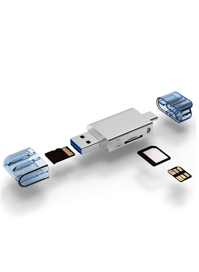 KASTWAVE Multi-Format Card Reader: USB Type-C and USB 2.0 Compatible, Dual-Slot for NM Nano Memory & TF Micro SD Cards, Ideal for Phones & Laptops - Image 1
