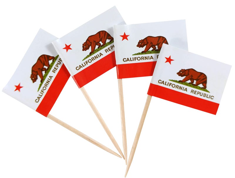 QQSD California Toothpick Flag Small Mini Cupcake Topper Flags, 100 pcs - Image 1