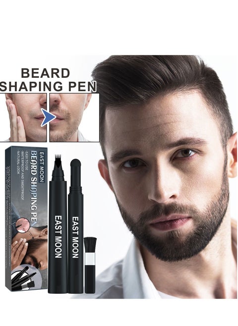 Three-in-one beard filler pen, beard powder and beard brush