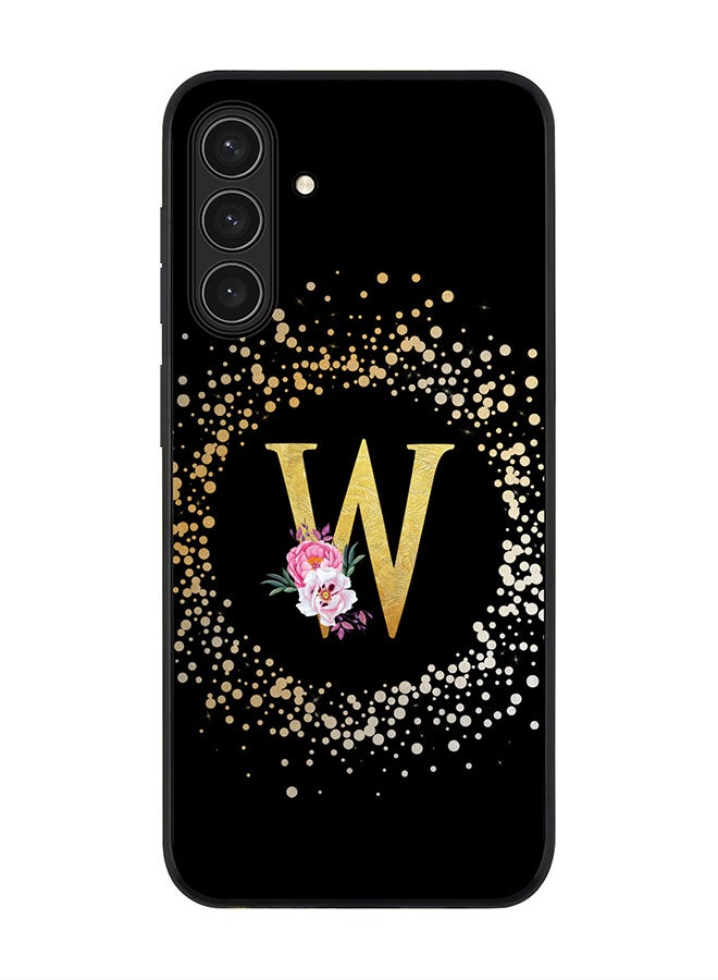 Stylizedd For Samsung Galaxy A17 / A17 4G Case,Slim fit Camera Protection, Shockproof Thin Phone cover  - Custom Monogram Floral - W ( Black )