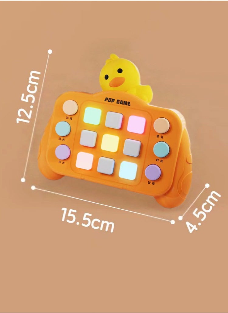 OUYoo - OUYoo Fast Push Game Fidget Toys Pop Game Handheld Bubble Game Console light up Pop Game Sensory Fidget Toys for Kids Ages 3-12 for Boys and Girls, Birthday Gift.（Yellow duck） - Image 1