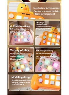 OUYoo OUYoo Fast Push Game Fidget Toys Pop Game Handheld Bubble Game Console light up Pop Game Sensory Fidget Toys for Kids Ages 3-12 for Boys and Girls, Birthday Gift.（Yellow duck）  - Image 3
