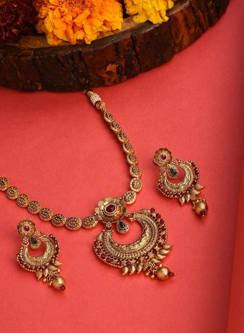 SOHI Green Stones-Studded Quirky Choker Artificial Jewellery Set