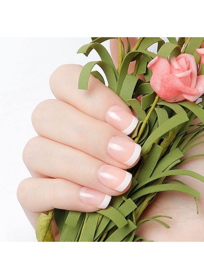 LIARTY 480 Pcs Press On Nails Short, French Tip False Nails Manicure, 12 Size Acrylic Full Cover Artificial Fake Nails, Natural  - Image 1