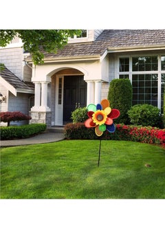 SYOSI Garden Wind Spinners, Sunflower Windmills Lawn Decor, Rainbow Pinwheels for Yard and Garden, Outdoor Ornaments Spinner Art Pathway Patio Ornaments, 2PCS  - Image 4