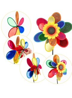 SYOSI Garden Wind Spinners, Sunflower Windmills Lawn Decor, Rainbow Pinwheels for Yard and Garden, Outdoor Ornaments Spinner Art Pathway Patio Ornaments, 2PCS  - Image 5