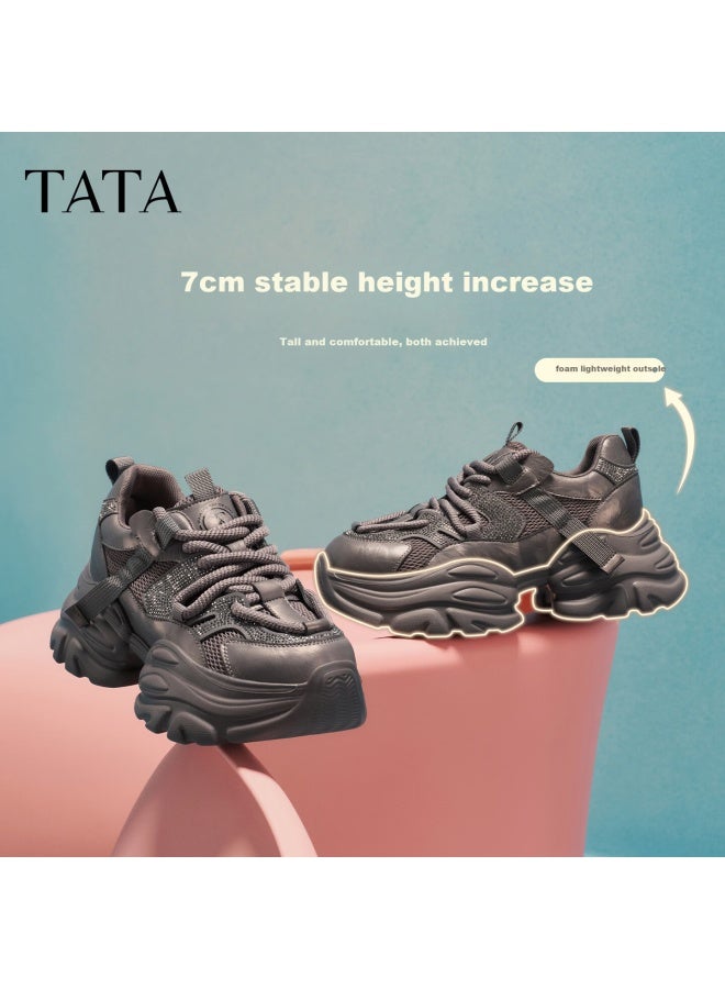Tata Roamer Women's Fleece-lined Casual Sports Shoes, Versatile Thick Sole Height Increasing, Purple Gray (single Lining), Size 40 - Image 1