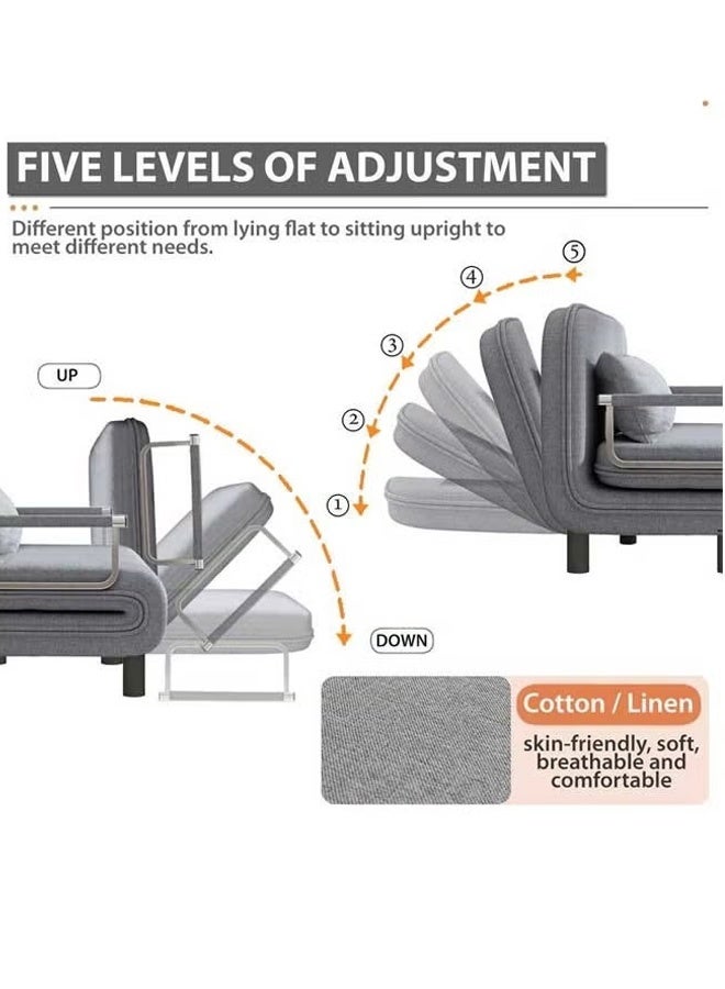 Berma Baby 3-in-1 Folding Sofa Bed, Bean Bag Chair & Floor Recliner, Convertible Sleeper Chair with Removable Washable Cover, Portable for Apartment, Bedroom, Office (Gray) - Image 4