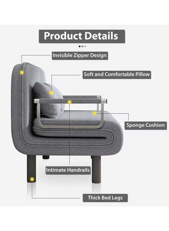 Berma Baby 3-in-1 Folding Sofa Bed, Bean Bag Chair & Floor Recliner, Convertible Sleeper Chair with Removable Washable Cover, Portable for Apartment, Bedroom, Office (Gray) - Image 3