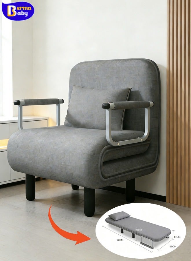 Berma Baby 3-in-1 Folding Sofa Bed, Bean Bag Chair & Floor Recliner, Convertible Sleeper Chair with Removable Washable Cover, Portable for Apartment, Bedroom, Office (Gray) - Image 1