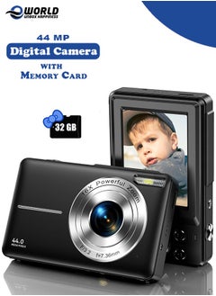 Eworld 44MP HD Digital Camera with 32GB Card, Compact Photo Camera with 1080P Video, 2.4" Screen, 16X Zoom, Anti-Shake, and Rechargeable Battery for Girls and Boys, Perfect for Kids and Beginners  - Image 1