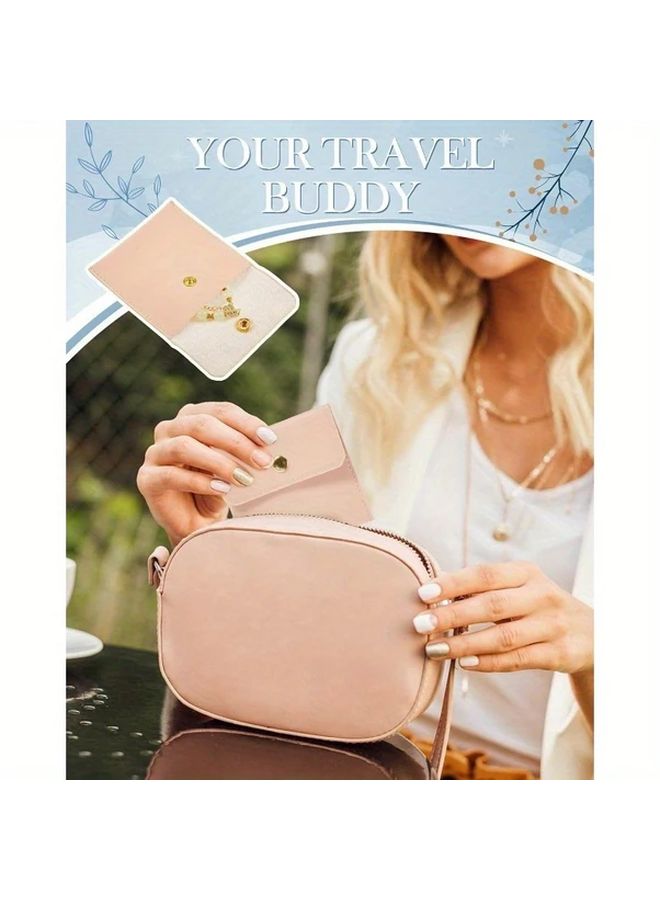 Black Faux Leather Jewelry Pouch Snap Closure Bag For Rings Necklaces Storage - Image 5