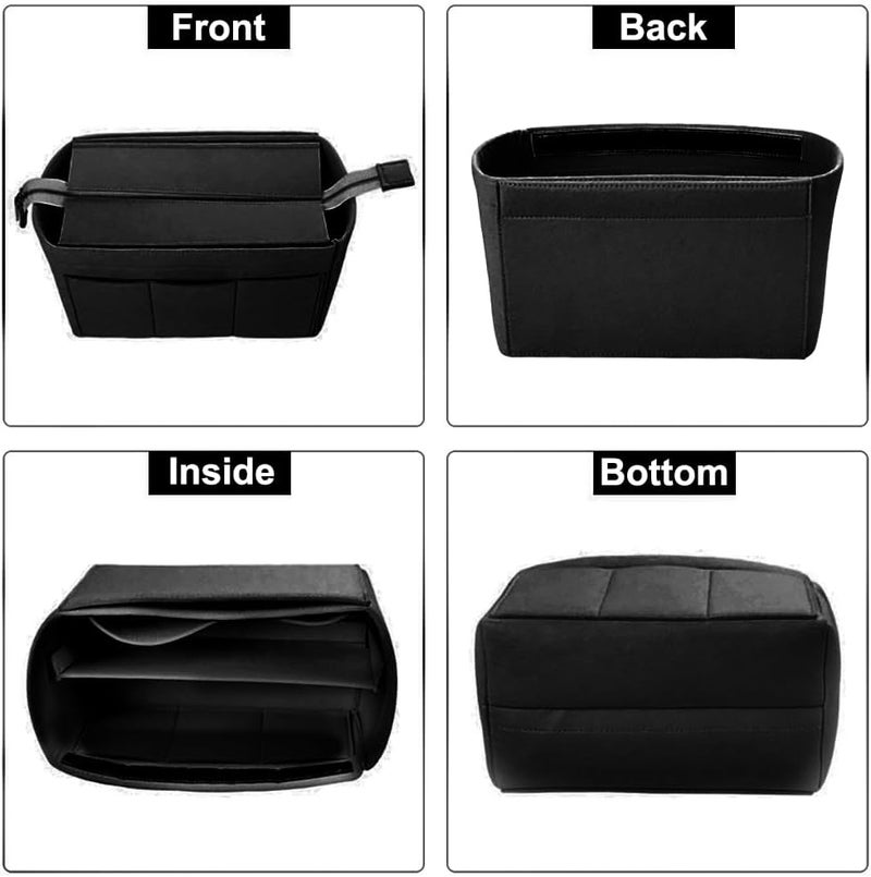 klarako Felt Bag Organizer Inserts, Purse Organizer Insert Handbags Shaper for LV Onthego MM with Zipper Detachable Bag Top Cover Tote Bag Insert for LV Neverfull Speedy 35, 10.24X6.5X5.55 Inch, Black - Image 4