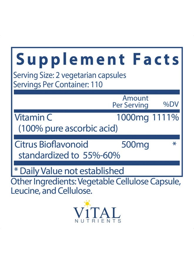 Vital Nutrients Vitamin C With Bioflavonoids Vitamin C And Bioflavonoid Formula 220 Vegetarian Capsules - Image 2
