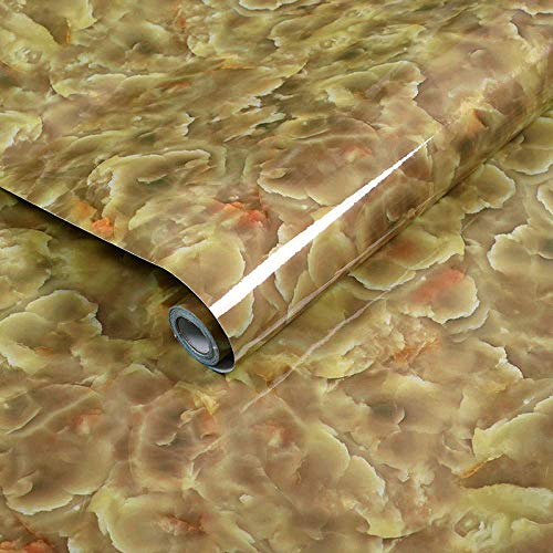 FEELING MALL Marble Pattern Water-Resistant Moistureproof Removable Self Adhesive Wallpaper Peel & Stick PVC Wall Stickers for Living Room Bathroom Kitchen Countertop (Style-7) - Image 1