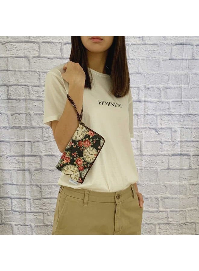 Tainada Women Universal Phone Wristlet Wallet Pouch, Dual Slots Zipper Purse Carry Case Bag for iPhone 14/13 / 12, 14/13 / 12 Pro Max, 14 Plus; Samsung S22+, S21 FE, S21, A53 (Clock) - Image 2