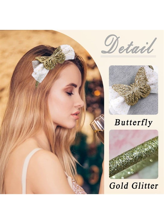Totelux Gold Butterfly Headband Glitter Bow Hair Band Women Girls Hair Accessories for Birthday Party Favors Headdress Decoration Supplies Gift - Image 2