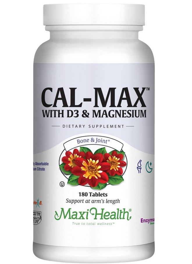 Maxi Health Calcium 1000 Mg With Vitamin D3 (400 Iu) And Magnesium (750 Mg) Dietary Supplement For Bone Teeth And Joint Support For Men And Women 180 Tablets  - Image 1
