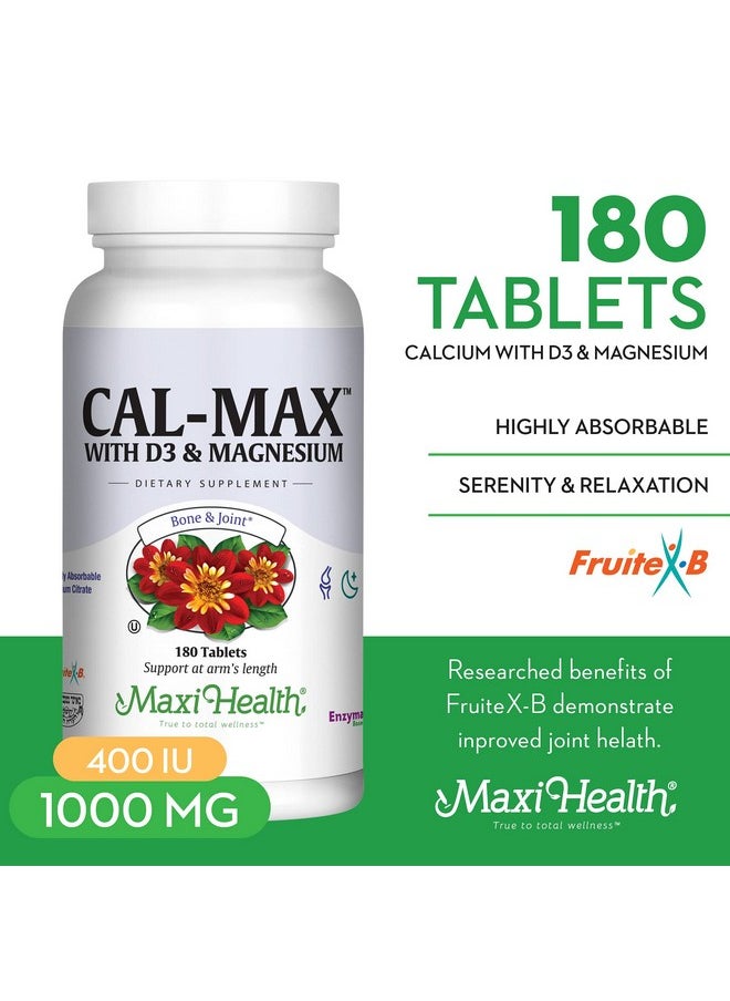Maxi Health Calcium 1000 Mg With Vitamin D3 (400 Iu) And Magnesium (750 Mg) Dietary Supplement For Bone Teeth And Joint Support For Men And Women 180 Tablets  - Image 3