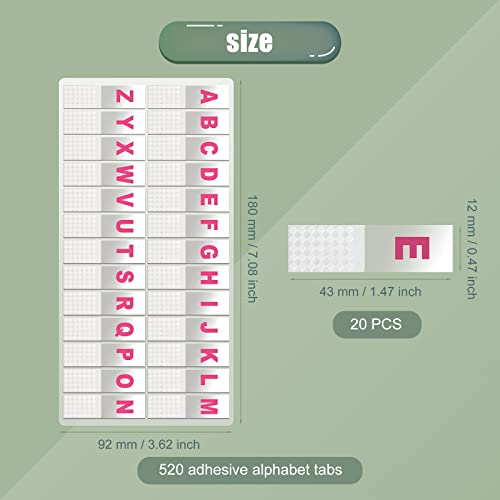 KINBOM 520 Pcs Alphabetical Adhesive Tabs, A-Z Sticky Index Tabs Transparent Alphabetical File Guides for Binders Books Notebooks - Image 2