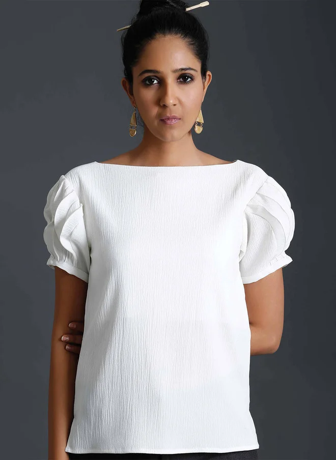 سولت اتاير SALT ATTIRE Boat Neck Short Sleeves Top