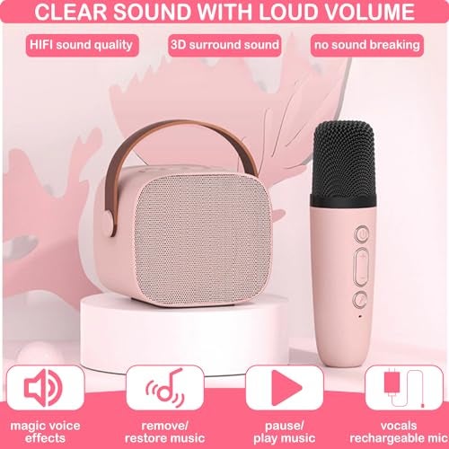 Darkant Mini Karaoke Machine for Kids & Adult, 4-12 Years Old Girls Christmas Birthday Gift for Boys, Karaoke Toys Gifts for Girls Ages 4, 5, 6, 7, 8, 9, 10, 12 +Year Old Birthday Party - Image 5
