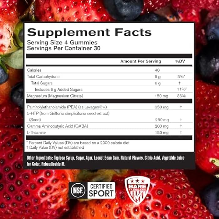 BARE PERFORMANCE NUTRITION, BPN Peak Sleep Gummy, Sleep Aid & Recovery Support Supplement, 30 Servings, Berry - Image 2