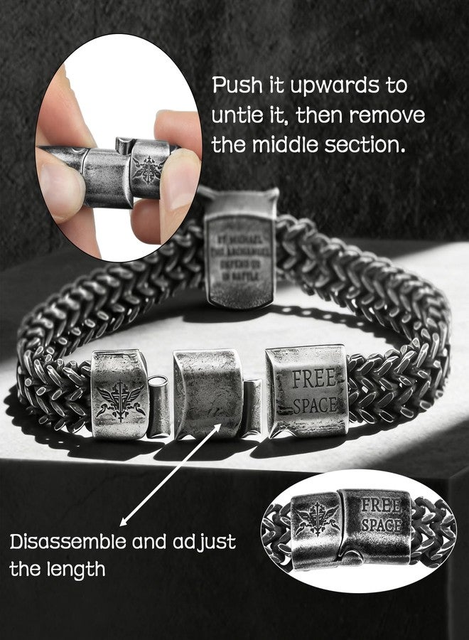 free-space Saint Michael Men's Bracelet Cross Religious Bracelet Jewelry Christian Gift for Husband Father Boyfriend Birthday Baptism Easter Day (Religious) - Image 2