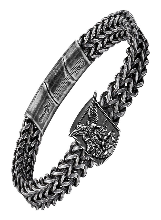 free-space Saint Michael Men's Bracelet Cross Religious Bracelet Jewelry Christian Gift for Husband Father Boyfriend Birthday Baptism Easter Day (Religious) - Image 1