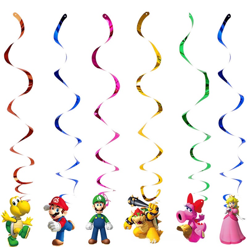 New Blue Mario Theme Birthday Party Decor Swing 6p-Blue Mario 