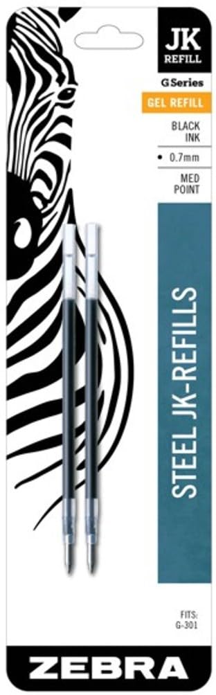 Zebra G-301 Stainless Steel Pen JK-Refill, Medium Point, 0.7mm, Black Ink, 2-Count (6 Pack) - Image 2